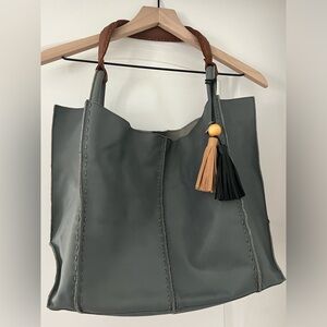 The Sak Los Feliz Large Tote - Slate w/ Tassels